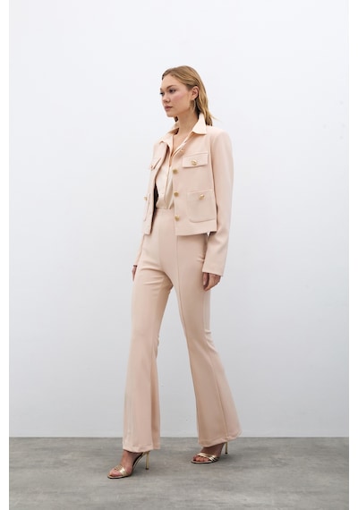Sateen İspanyol Paça Pantolon - Bej-135533 Bej