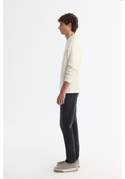 Avva Erkek Ekru Bisiklet Yaka Pamuklu Baskılı Elastan Regular Fit Sweatshirt A42y1243