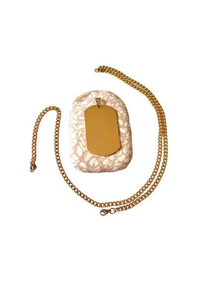 1. Sınıf Çelik Gold Büyük Dogtag Asker Künyesi Kolye 60 Cm Altın