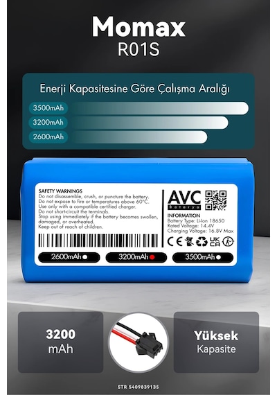 Momax R01s 3200mah Robot Süpürge Bataryası D.k