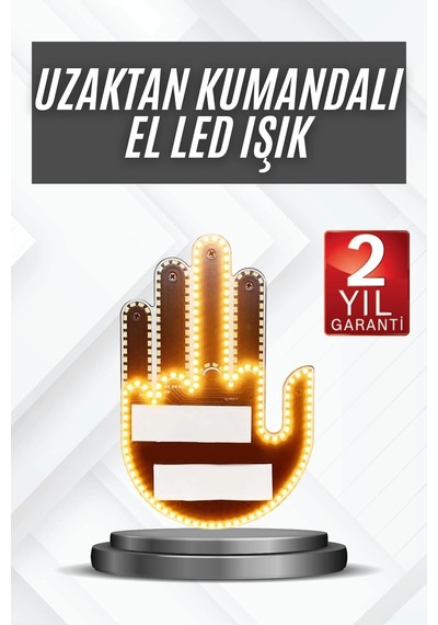 Uzaktan Kumandalı El Orta Parmak Led Araç Camına Özel Çok Renkli
