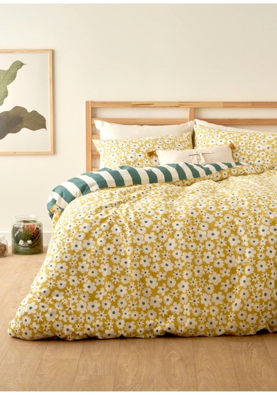 Bella Maison Naomi Pamuklu Tek Kişilik Nevresim Takımı Sarı 160x220 Cm Sarı