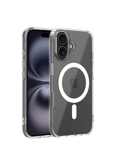 Apple iPhone Uyumlu 16 Combo Sert Şeffaf Magsafe Kapak - Şeffaf Düz Renkli