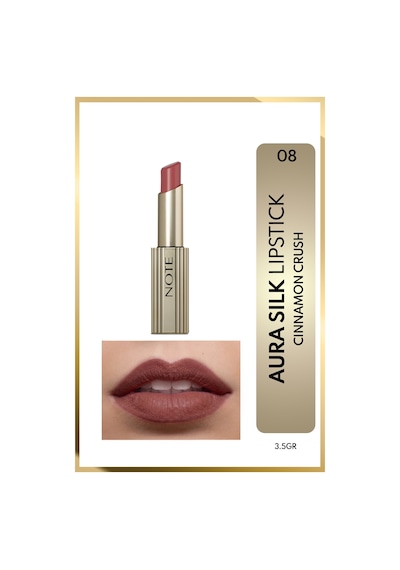 Note Aura Silk Lipstick Kremsi Yarı Parlak Ruj 08 Cinnamon Crush - Kahverengi 08 Universal Mauve