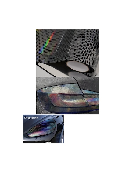 Hologram Koyu Siyah Petek Desen Far Stop Filmi Far Folyosu Far Çizik Çizilme Engelleyici 100cmx30cm