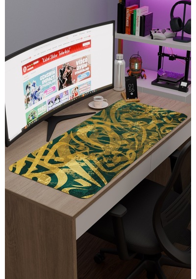 Kaligrafi Kaymaz Dikişli Kauçuk Oyuncu Mousepad V3 - 90x40 Xxl Gaming Mouse Pad Fare Altlığı
