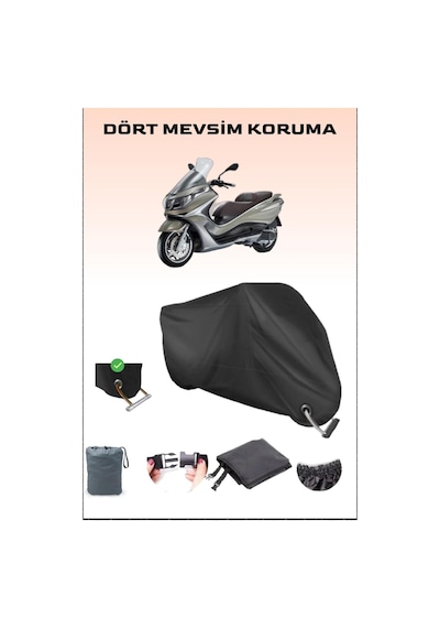 Siyah Piaggio X10 350 Için Kilit Uyumlu Motosiklet Branda, Güvenli, Su Geçirmez