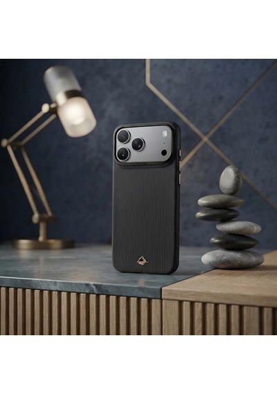 İphone 18 Pro Uyumlu Kılıf M-safe Şarj Özellikli Raptic Aramid Skin Reynis Serisi Karbon Kapak Siyah