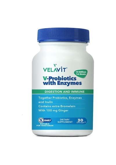 Velavit V-Probiotics Enzymes 30   Kapsül