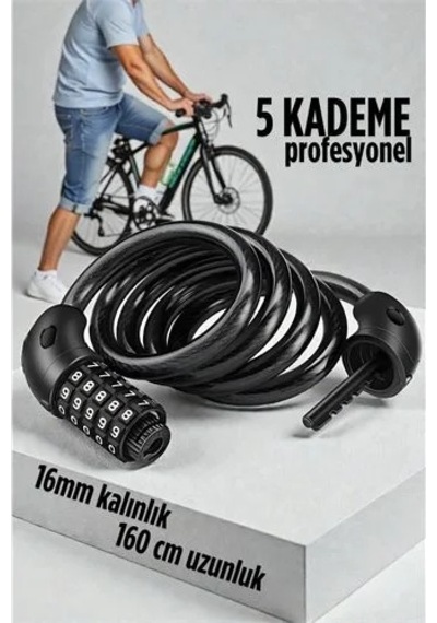 Şifreli Bisiklet Kilidi 16 Mm Kalınlık 160 Cm Scooter Motosiklet Kilidi - Çelik Kablo 722480