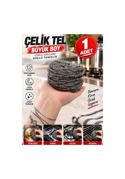 Paslanmaz Çelik Bulaşık Ovma Teli Büyük Boy 1 Adet - 930185127