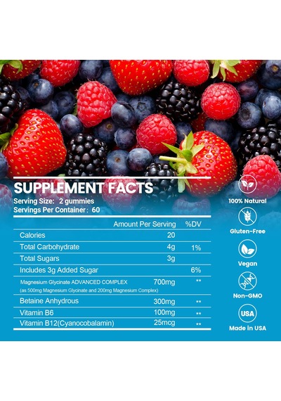 İngreens Magnesium Glycinate Betaine Sleep Relaxation & Focus Support 120 Gummies Karışık