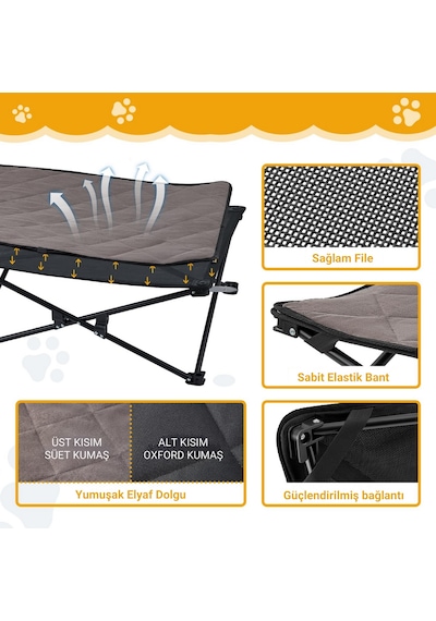 Kingcamp Pets Sedum L Katlanır Köpek Yatağı Siyah
