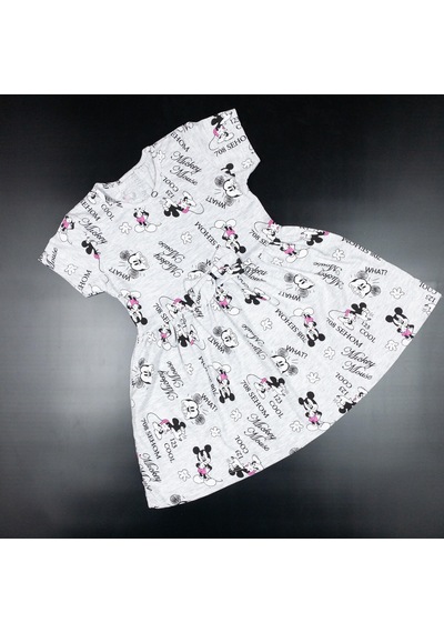 Momikon Mickey Mouse Desenli Elbise Gri