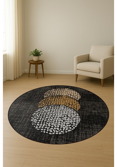 Dijital Baskı Modern Kaymaz Taban Halı H0327 Renkli