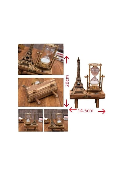 Masa Biblosu Dekoratif Süs Kum Saati Eyfel Kulesi Hediyelik Kum Saati Standart