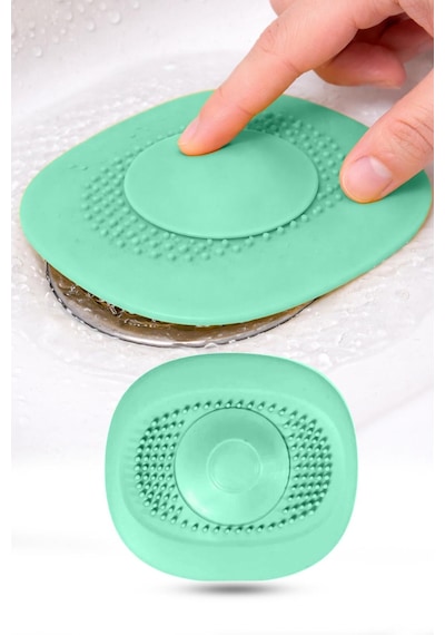 Koyu Mavi Gider Koku Önleyici Kademeli Silikon Lavabo Tıkacı Banyo Mutfak 10x10.5 Cm Yeşil