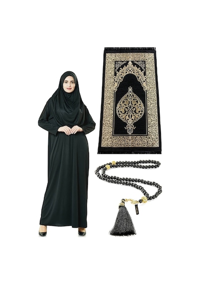 Tek Parça Namaz Elbisesi - Seccade - Tesbih - Ibadet Seti - Siyah Tek Parça Namaz Elbisesi - Seccade - Tesbih - Ibadet Seti - Siyah