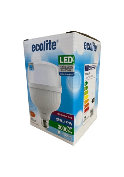 Ecolite 28w Jumbo Led Ampul 177w Eşdeğer 6500k Beyaz Işık 3000 Lümen E27 Duylu Enerji Tasarruflu Ve Uzun Diğer