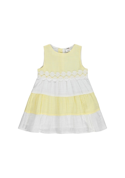 Civil Baby Renkli Roba Dantelli 6-18 Ay Elbise - Sarı