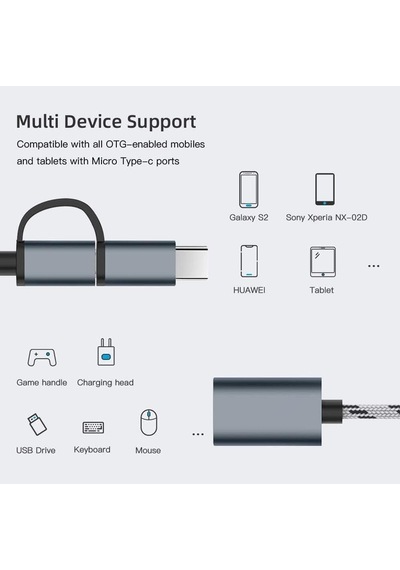 Usb 3.0 Otg To Type C Micro Usb Data Şarj Çevirici Dönüştürücü Adaptör