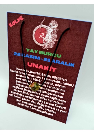 Sertifikalı Yay Burcu Unakit Taşı Doğal Taş Kolye Çok REnkli