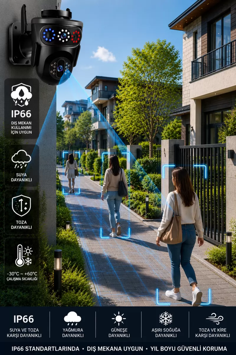 Mpia Morıo Wifi 8mp Fullhd Dual Lens Hareketli+sabit Akıllı Güvenlik Kamerası Hieasy Gece Görüş Sesli Kişi Takibi + 12v Adaptör