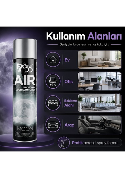 Air Moon 600 Ml Geniş Alan Koku Giderici Sprey Ev, Ofis Ve Araç Kokusu 1