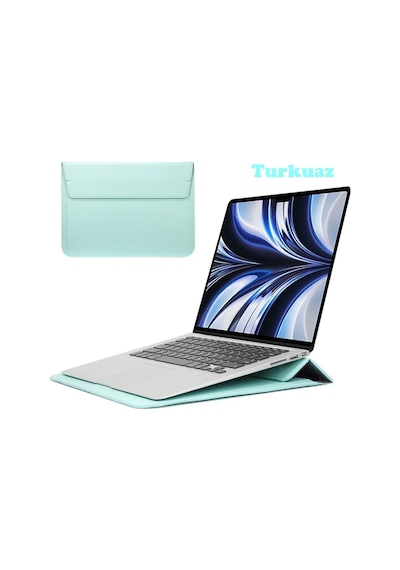 Apple Uyumlu MacBook Air M2 13.6 Inç 2022 M2 Çip A2681 Çanta Pu Deri Stantlı Şık Tasarım Kılıf