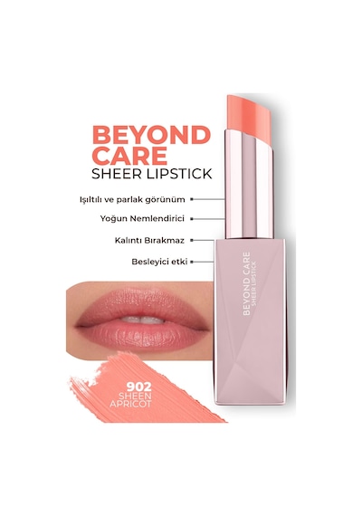 Alix Avien Beyond Care Sheer Lipstick 902 Sheen Apricot Yoğun Nemledirici Besleyici Etki Parlak Ruj