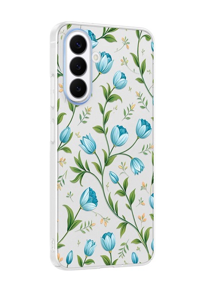 Galaxy S26 Kılıf Kamera Korumalı Desenli Zore Klip Kapak - Mavi Lale -