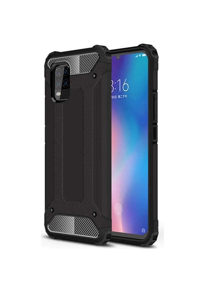 Noktaks - Mi 10 Lite Uyumlu - Kılıf Çift Katman Zırh Tank Crash Military Kapak - Siyah Siyah