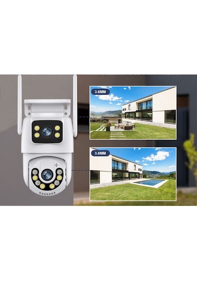 Full Hd 1080p Ip66 Wifi Akıllı Haraket Sensörlü Takip Su Geçirmez 2+2mp 4mp Çift Lens İp Kamera
