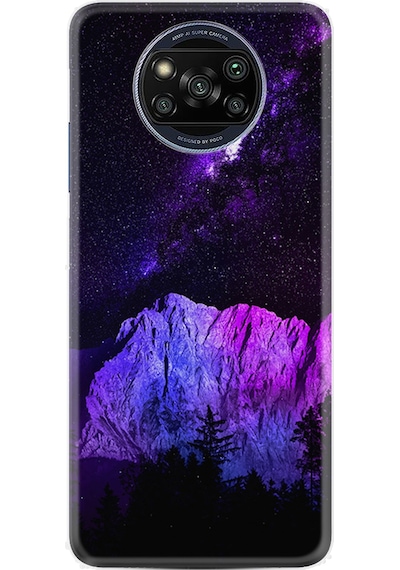 Xiaomi Poco X3 Pro Kılıf Silikon Desen Özel Seri Purple Mountain 1640