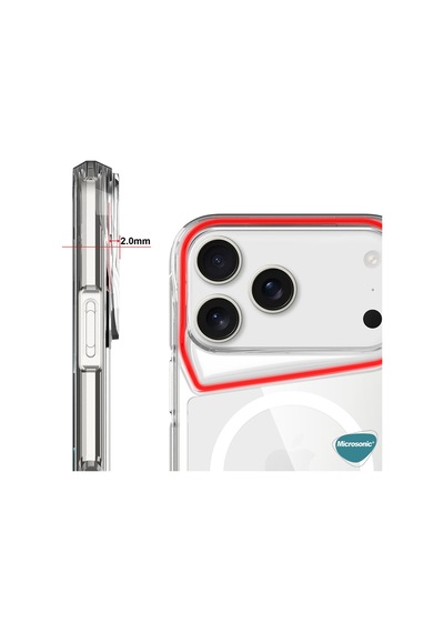 Microsonic Apple iPhone Uyumlu 17 Pro Kılıf Magsafe Trex Bumper Şeffaf -