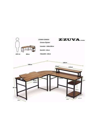 Zizuva Zizuva Ceviz L Köşe Şekilli Ev Ofis Oyuncu Mimar Çizimci Monitö