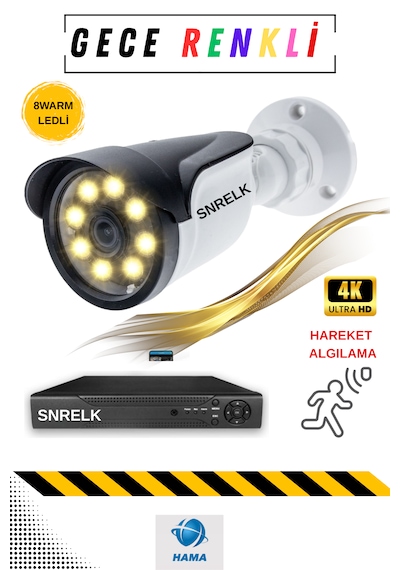 SNRELK HAMA 5 mp Lens 4 Kamera 320 gb 1080p Gece RENKLİ Su Geçirmez Güvenlik kamerası set SNRELK HAMA 5 mp Lens 4 Kamera 320 gb 1080p Gece RENKLİ Su Geçirmez Güvenlik kamerası set