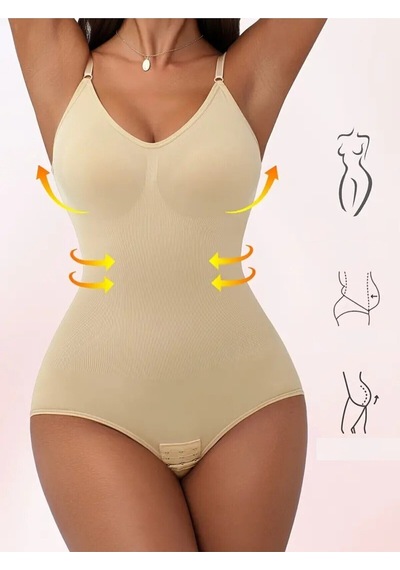 Mistirik Mamey Örme Kumaş Yapılı Toparlayıcı Çıtçıtlı Spor Korse Zıbın Ten Renk Ten