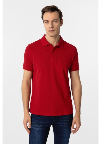 Süvari Kırmızı Slim Fit Düz Polo Yaka Tişört Kırmızı