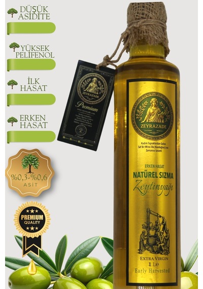 Zeyrazade Premium Erken Hasat Soğuk Sıkım Sızma Zeytinyağı 1L