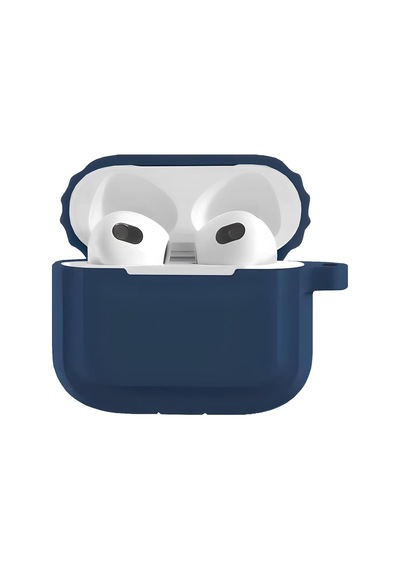 Airpods 3 Uyumlu Rubber Silicone Case Kancalı Yumuşak Silikon Kılıf Airpods 3 Uyumlu Kulaklık Kılıfı Mavi
