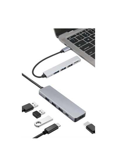 Macbook Pro/air Uyumlu Usb Type-c 8 In 1 Hub Dönüştürücü Çevirici Çoklayıcı Usb Hdmı Micro Sd 8 Girişl