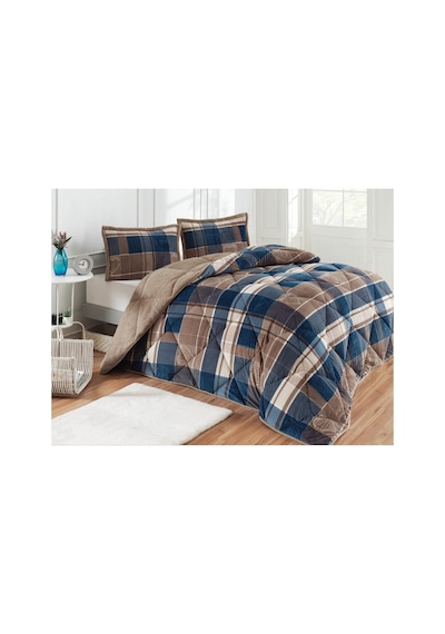 Comforter Tek Kişilik Yorgan Seti - Rida Indigo Kahverengi-mavi