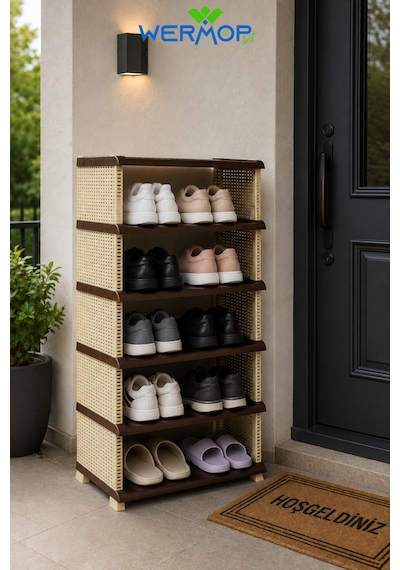 5 Katlı Rattan Görünümlü Ayakkabılık Ayakkabı Rafı Organizer - Kahverengi Açık Kahverengi 5 Katlı Rattan Görünümlü Ayakkabılık Ayakkabı Rafı Organizer - Kahverengi Açık Kahverengi