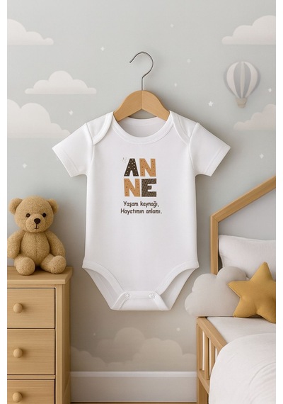 Anne Yaşam Kaynağı Yazılı Kısa Kollu Bebek Body Zıbın