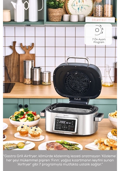 Karaca Gastro Grill 6 Kişilik Geniş Hacim Airfryer Air Grill ve Izgara Makinesi