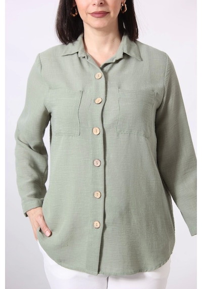 Moda Berray Myb-077 Mint Yeşili Pamuk Keten Kolu Apoletli İki Cepli Kadın Büyük Beden Gömlek Mint Yeşili Moda Berray Myb-077 Mint Yeşili Pamuk Keten Kolu Apoletli İki Cepli Kadın Büyük Beden Gömlek Mint Yeşili