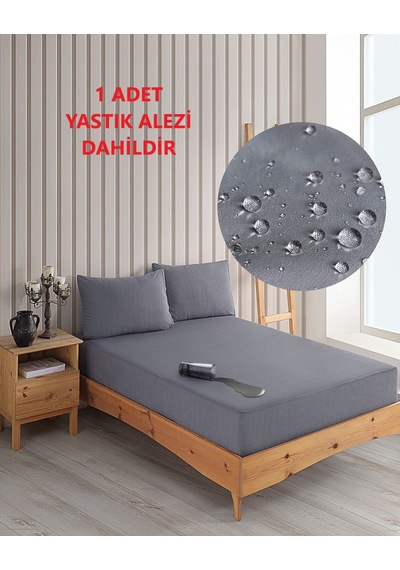 Tek Kişilik Renkli Mikro Set Mikro Fitted Sıvı Geçirmez Yastık Alezi Ve Yatak Alezi Seti Gri