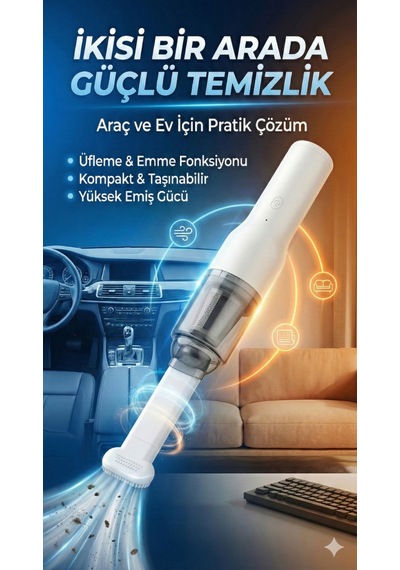 Şarjlı Mini Araç İçi Süpürge Renkli