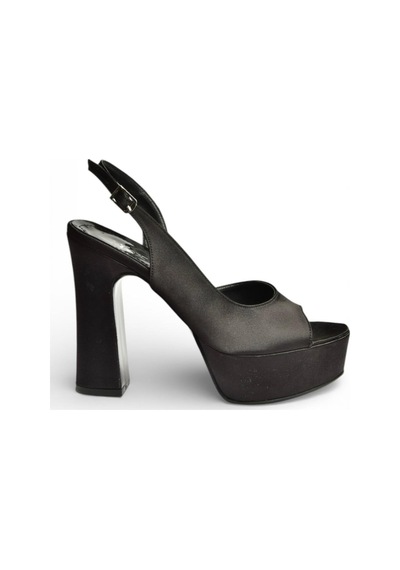 Fox Shoes S246059904 Siyah Kumaş Kalın Platform Topuklu Kadın Ayakkabı Siyah